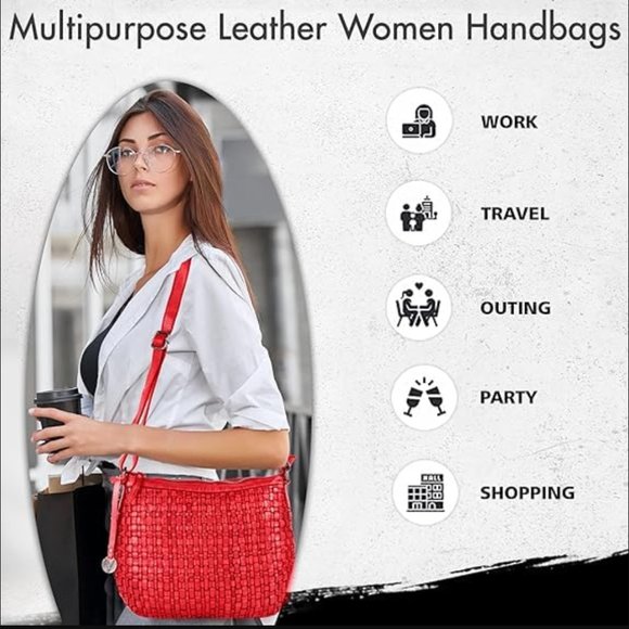 Vilenca Holland Genuine Leather Backpack - Woven Design, Adjustable Straps, 11.8 Inch Office & Casual Bag For Men & Women